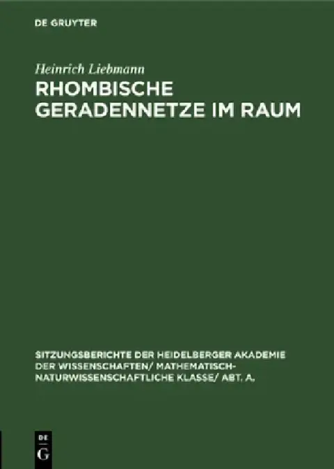 Cover of Rhombische Geradennetze Im Raum