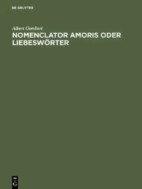 Cover of Nomenclator amoris oder Liebeswörter