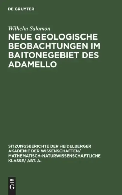 Cover of Neue Geologische Beobachtungen Im Baitonegebiet Des Adamello