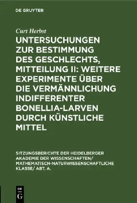 Cover of Untersuchungen Zur Bestimmung Des Geschlechts, Mitteilung II