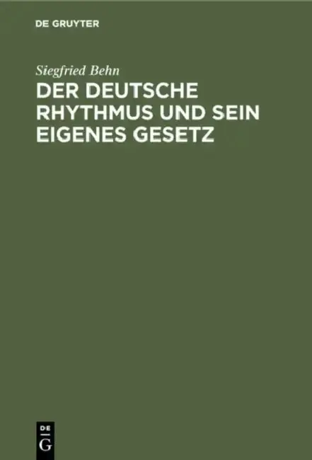 Cover of Der Deutsche Rhythmus Und Sein Eigenes Gesetz
