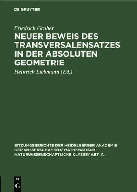 Cover of Neuer Beweis Des Transversalensatzes in Der Absoluten Geometrie