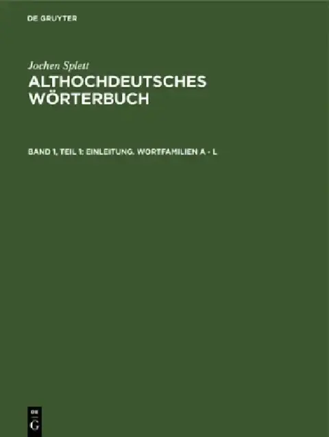 Cover of Einleitung. Wortfamilien A - L