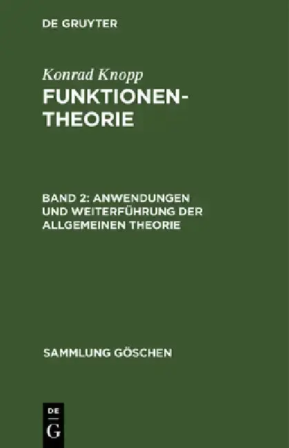 Cover of Anwendungen und Weiterführung der allgemeinen Theorie