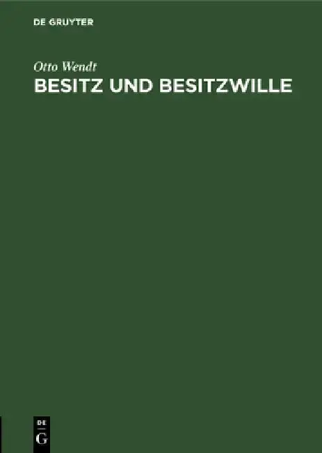 Cover of Besitz Und Besitzwille