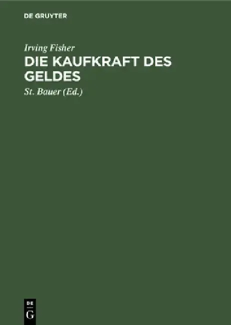 Cover of Die Kaufkraft Des Geldes