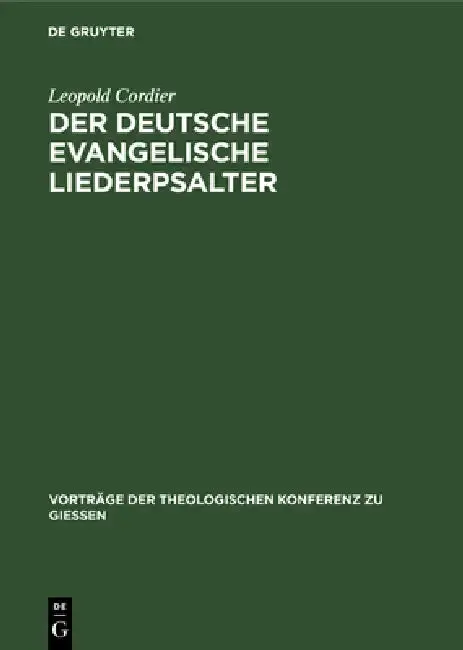 Cover of Der Deutsche Evangelische Liederpsalter