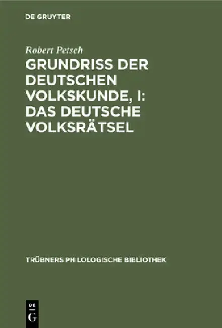 Cover of Grundriß der deutschen Volkskunde, I