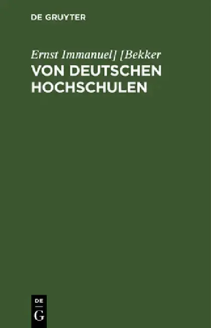 Cover of Von Deutschen Hochschulen