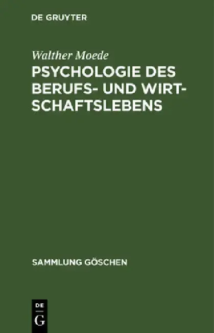 Cover of Psychologie des Berufs- und Wirtschaftslebens