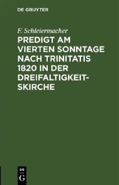 Cover of Predigt am vierten Sonntage nach Trinitatis 1820 in der Dreifaltigkeitskirche