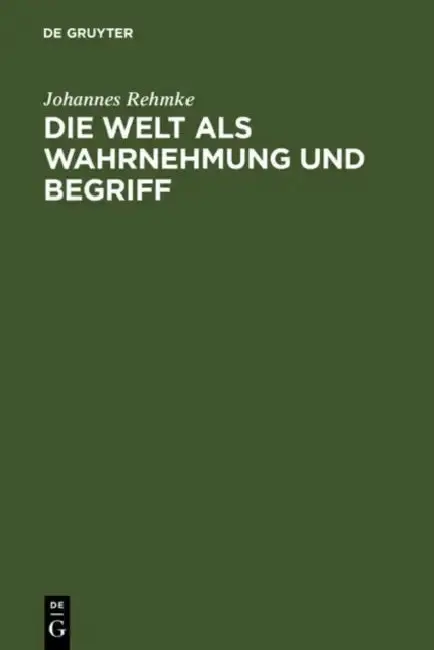 Cover of Die Welt als Wahrnehmung und Begriff