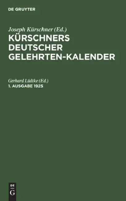 Cover of Kürschners Deutscher Gelehrten-Kalender. 1. Ausgabe 1925