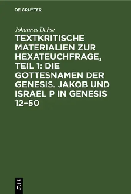 Cover of Textkritische Materialien Zur Hexateuchfrage, Teil 1