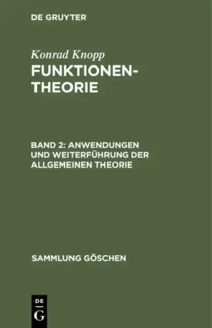 Cover of Anwendungen und Weiterführung der allgemeinen Theorie