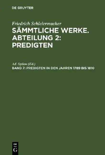 Cover of Predigten in den Jahren 1789 bis 1810