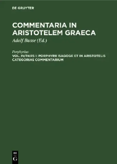 Cover of Porphyrii Isagoge Et in Aristotelis Categorias Commentarium