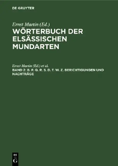 Cover of B. P. Q. R. S. D. T. W. Z. Berichtigungen Und Nachträge