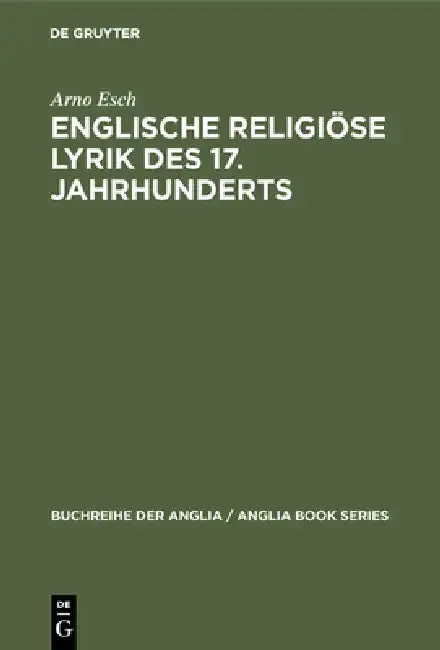 Cover of Englische religiöse Lyrik des 17. Jahrhunderts