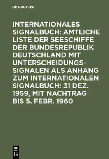 Cover of 31 Dez. 1959, mit Nachtrag bis 5. Febr. 1960