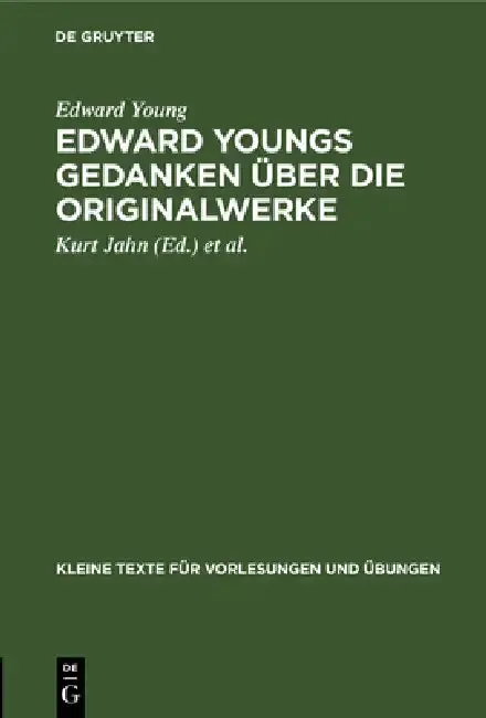 Cover of Edward Youngs Gedanken Über Die Originalwerke