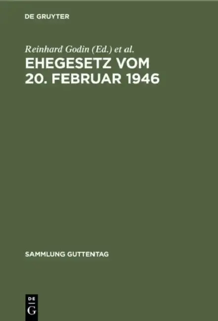 Cover of Ehegesetz vom 20. Februar 1946