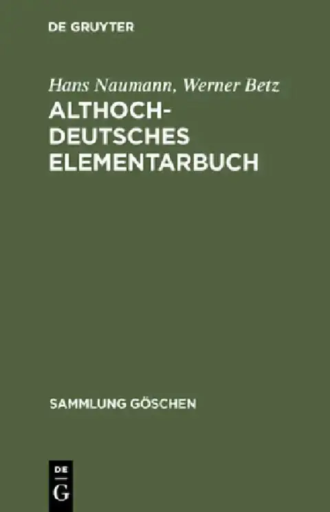 Cover of Althochdeutsches Elementarbuch