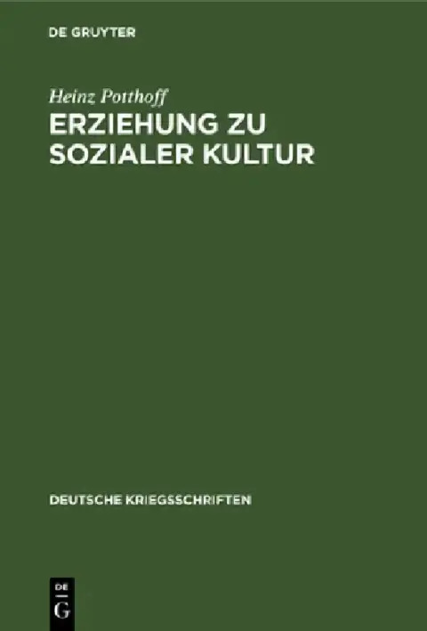Cover of Erziehung Zu Sozialer Kultur