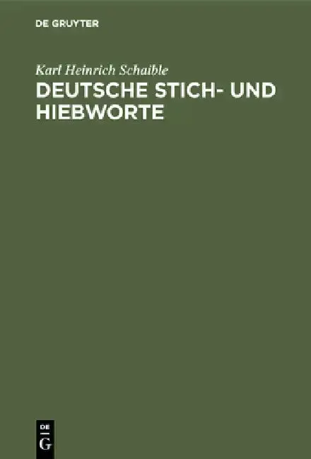 Cover of Deutsche Stich- und Hiebworte