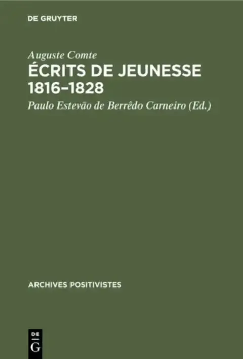 Cover of Écrits de Jeunesse 1816-1828