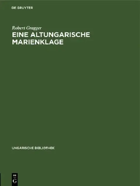 Cover of Eine Altungarische Marienklage