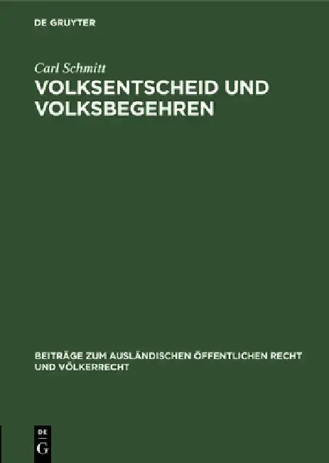 Cover of Volksentscheid Und Volksbegehren