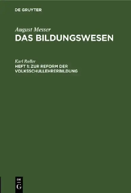 Cover of Zur Reform Der Volksschullehrerbildung