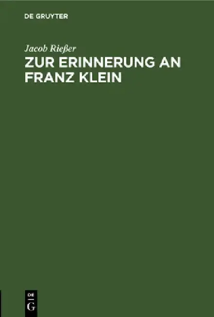 Cover of Zur Erinnerung an Franz Klein