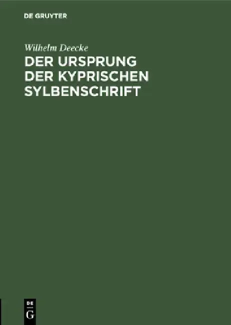 Cover of Der Ursprung Der Kyprischen Sylbenschrift