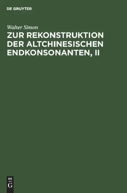 Cover of Zur Rekonstruktion Der Altchinesischen Endkonsonanten, II