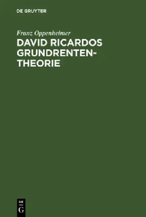 Cover of David Ricardos Grundrententheorie