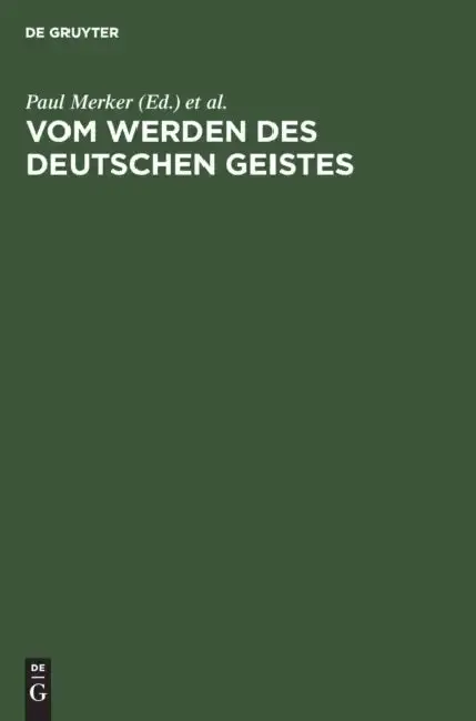Cover of Vom Werden Des Deutschen Geistes