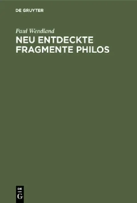 Cover of Neu entdeckte Fragmente Philos