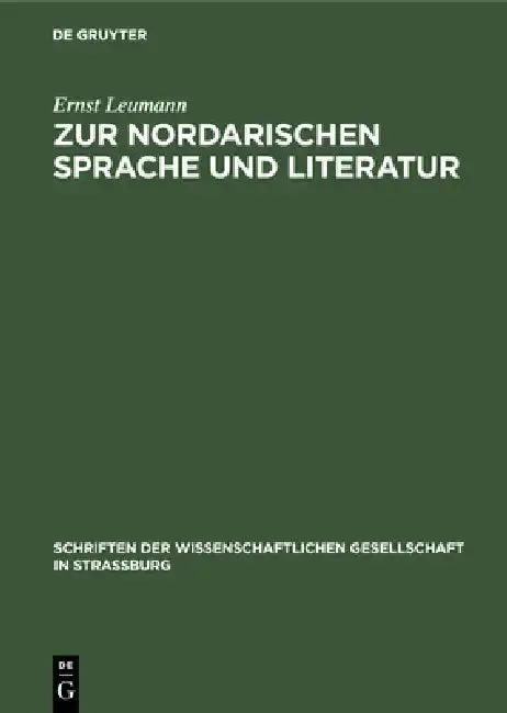 Cover of Zur Nordarischen Sprache Und Literatur