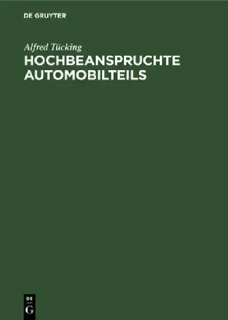 Cover of Hochbeanspruchte Automobilteils