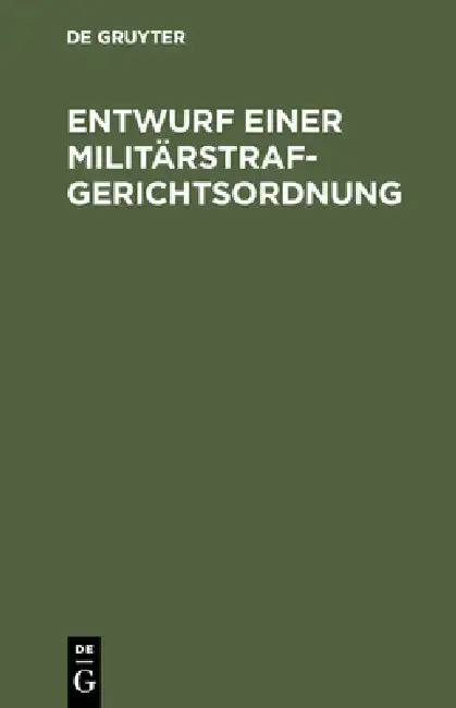 Cover of Entwurf einer Militärstrafgerichtsordnung