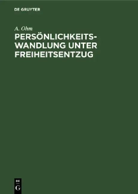 Cover of Persönlichkeitswandlung unter Freiheitsentzug