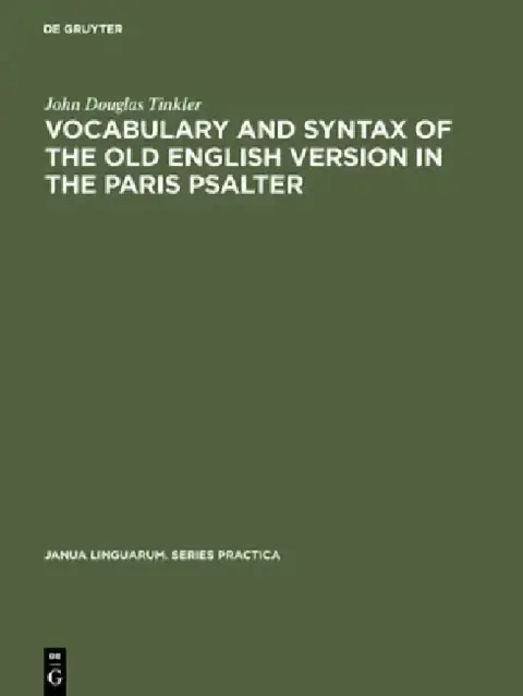Cover of Vocabulary and Syntax of the Old English Version in the Paris Psalter