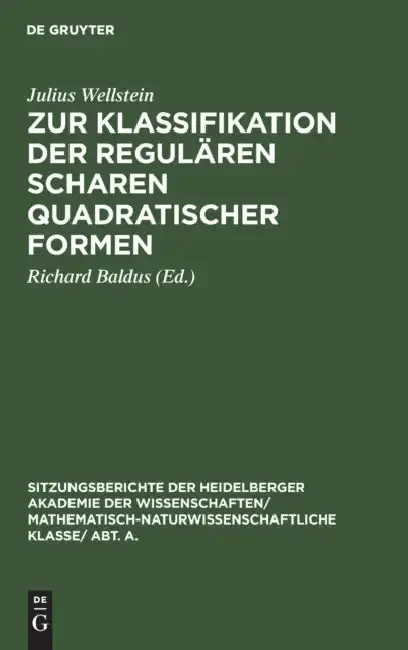 Cover of Zur Klassifikation Der Regulären Scharen Quadratischer Formen