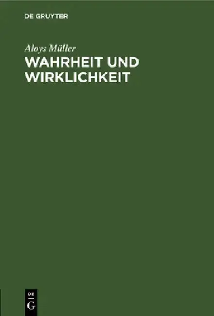 Cover of Wahrheit Und Wirklichkeit