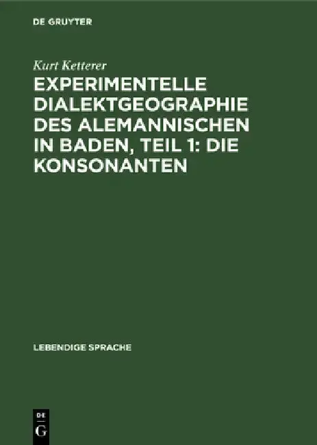 Cover of Experimentelle Dialektgeographie Des Alemannischen in Baden, Teil 1