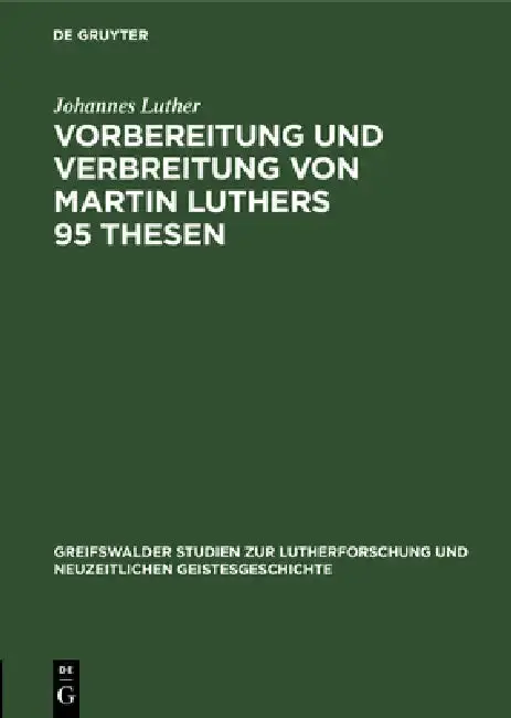 Cover of Vorbereitung Und Verbreitung Von Martin Luthers 95 Thesen