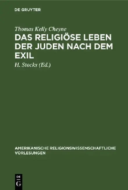 Cover of Das Religiöse Leben Der Juden Nach Dem Exil