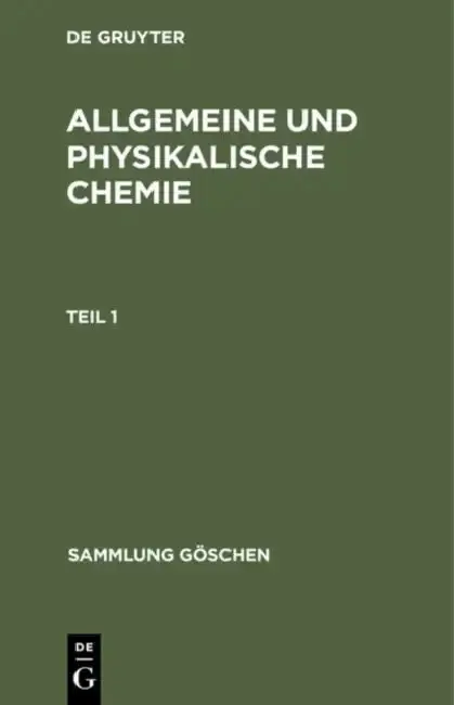 Cover of Sammlung Göschen Allgemeine und physikalische Chemie
